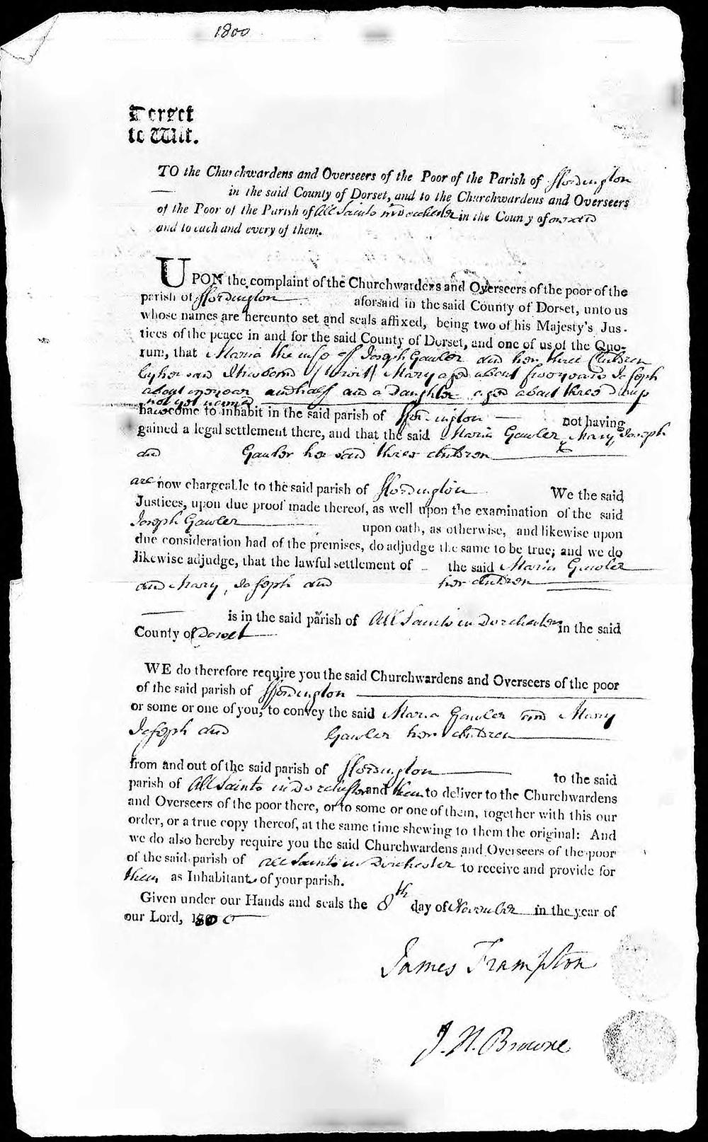 Robert Woodland Removal Order 1820